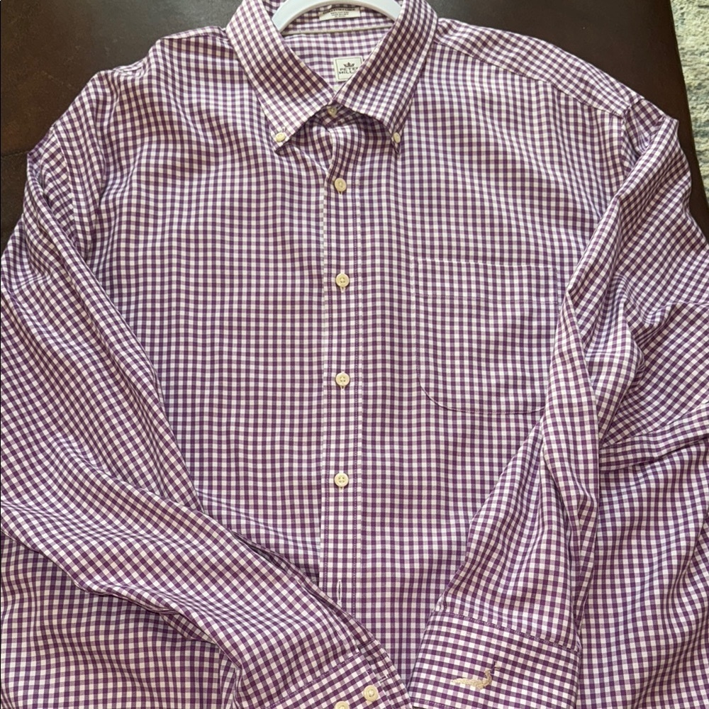 Peter Millar Men's Purple Checkered Shirt